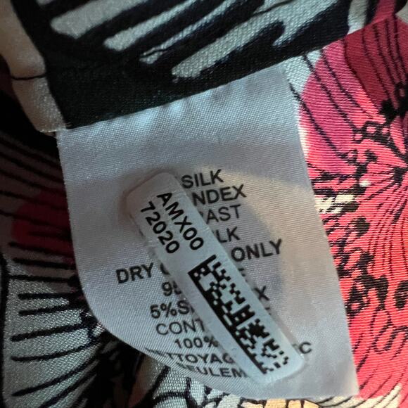 Trina Turk Silk Tunic Blouse Floral Print Top Black Pink - M - Picture 7 of 8